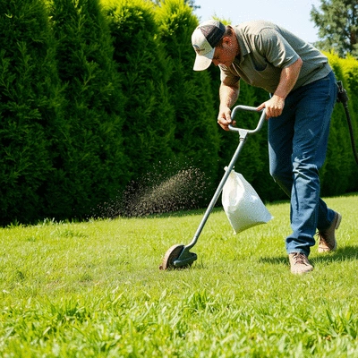 Lawn care service in action