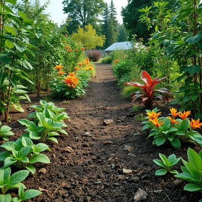 Lush garden with healthy soil