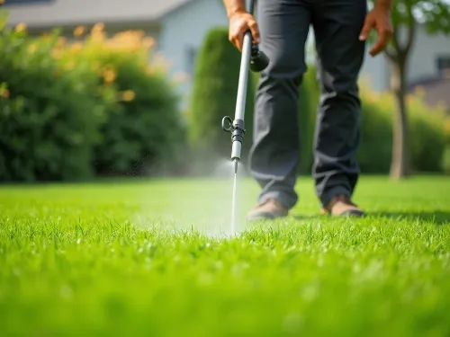 Professional weed control specialist treating a lawn